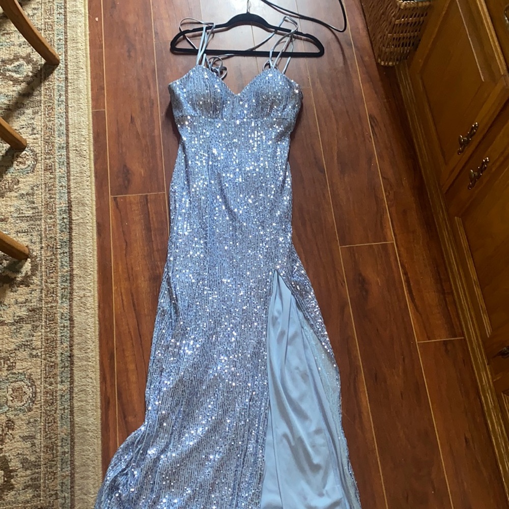 Light blue, sparkly long formal dress size 5